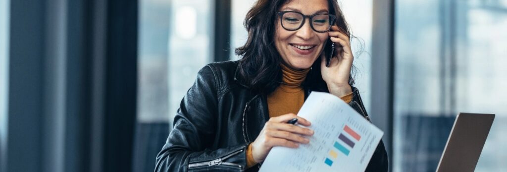 Woman with glasses full width image