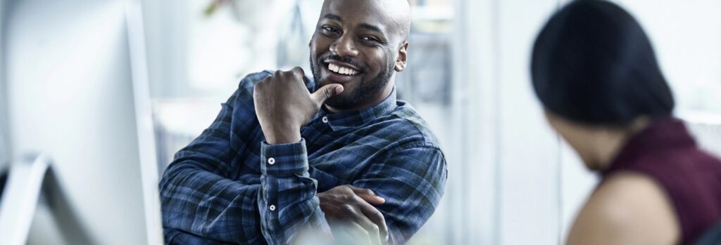 smiling man full width image