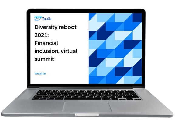 Diversity reboot 2021_  Financial inclusion, virtual summit webinar laptop image