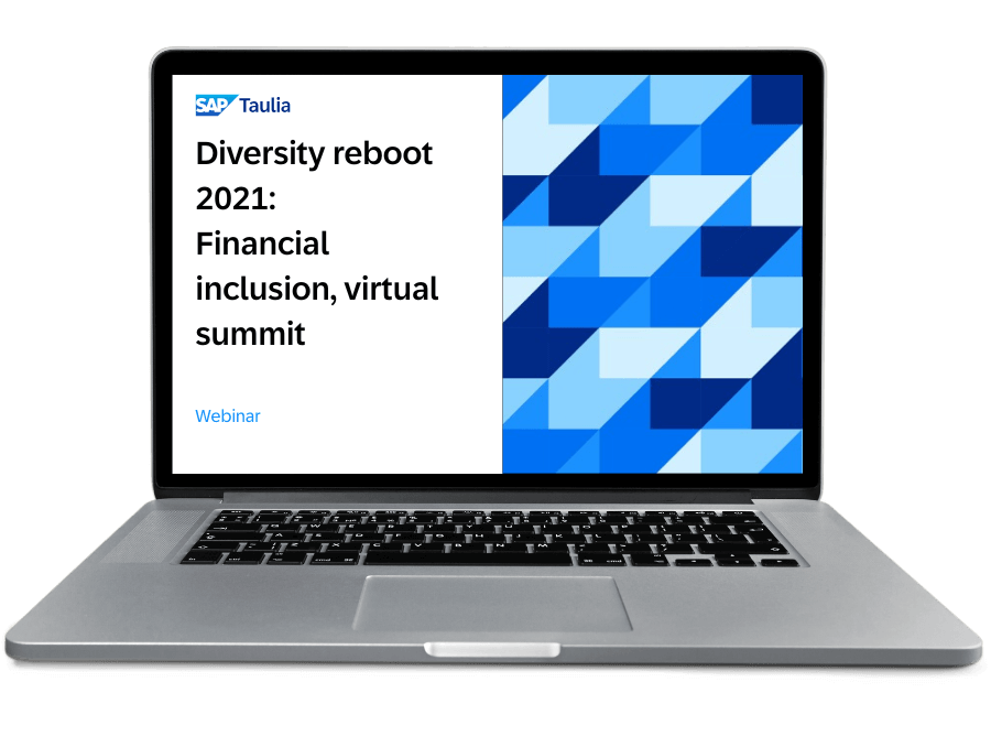 Diversity reboot 2021_  Financial inclusion, virtual summit webinar laptop image