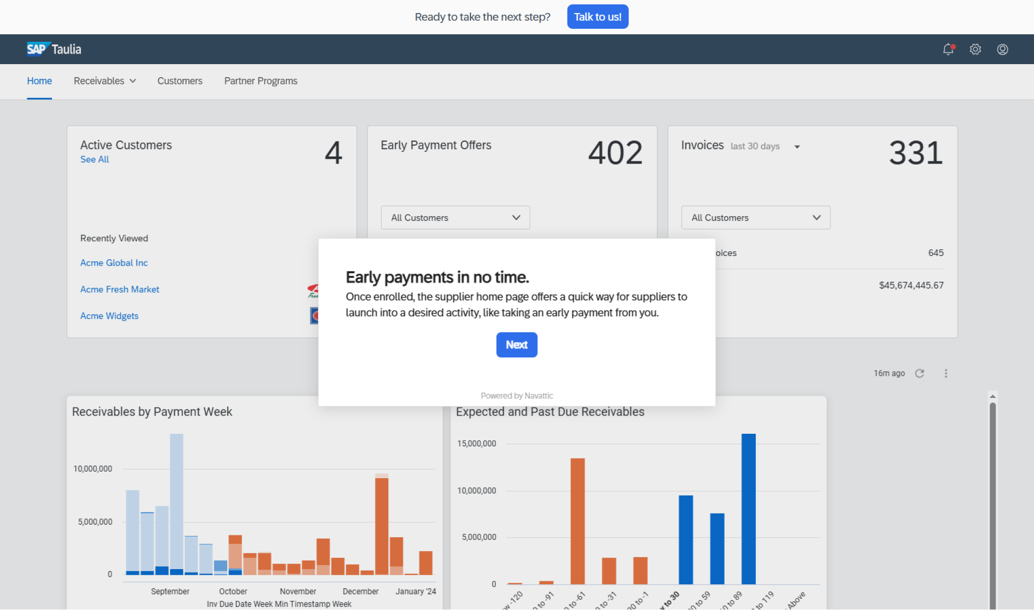 Dynamic Discounting platform UI screenshot