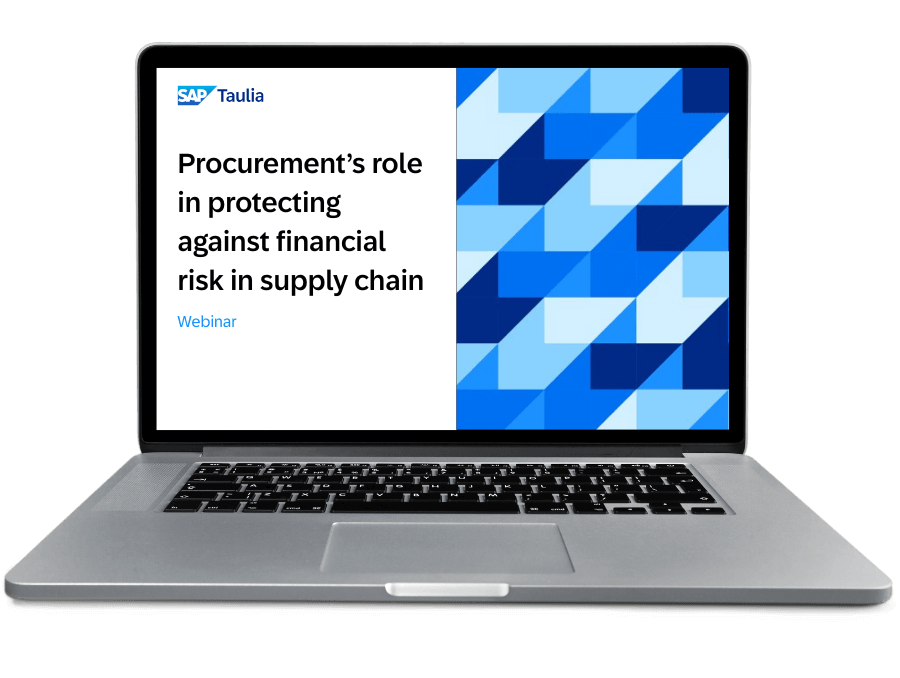 Procurement’s role in protecting against financial risk in supply chain webinar laptop image