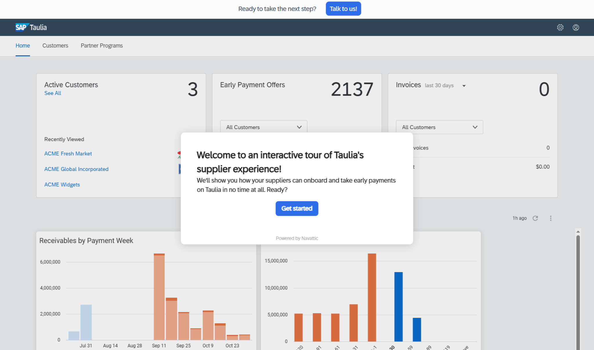 Supply Chain Finance platform UI screenshot