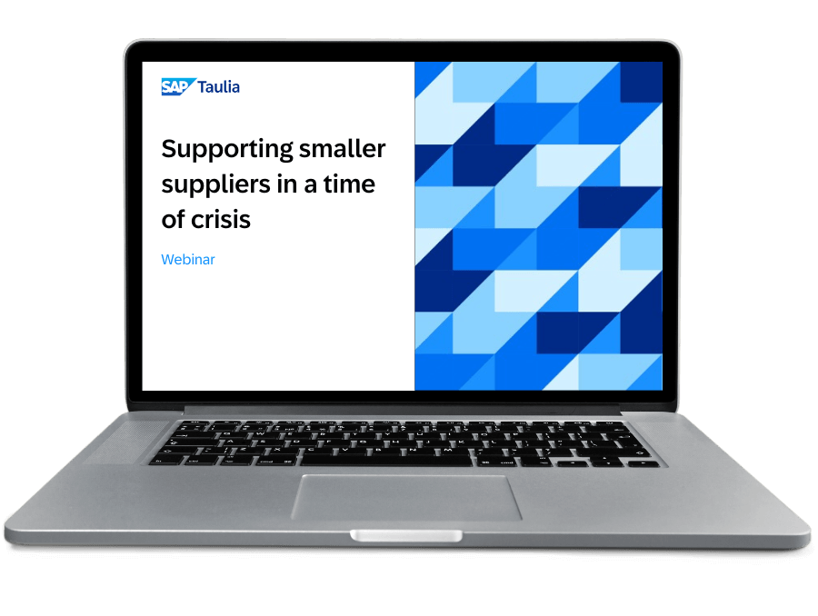 Supporting smaller suppliers in a time of crisis webinar laptop image