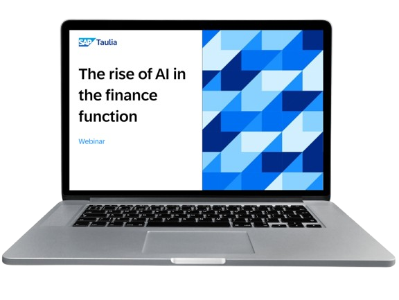 The Rise of AI in the Finance Function Webinar laptop image