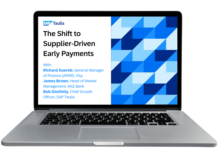 The Shift to Supplier-Driven Early Payments What Procurement Leaders Need to Know Webinar laptop transparent
